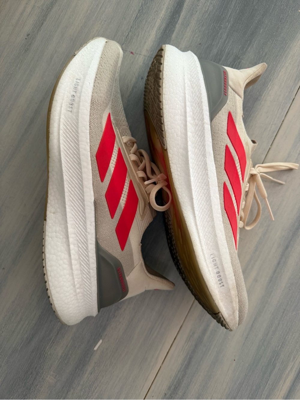 Adidas Ultraboost Women’s 10 Red Grey Off White